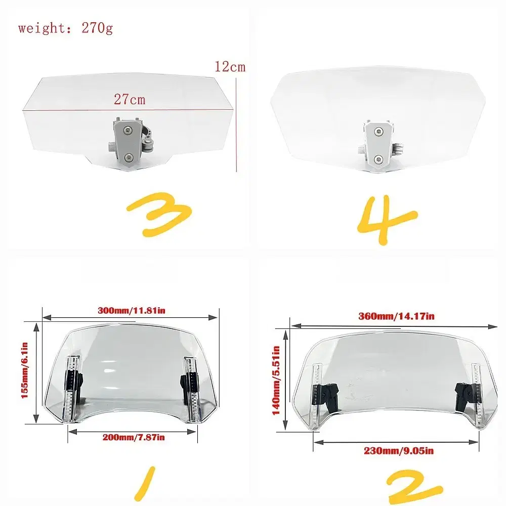 바이크 오토바이 보조 윈드쉴드 익스텐더 4종
