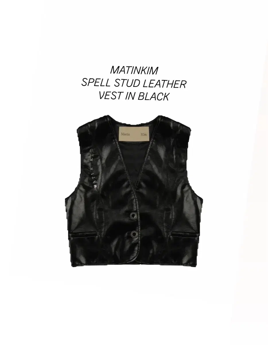 마뗑킴 SPELL STUD LEATHER VEST IN BLACK