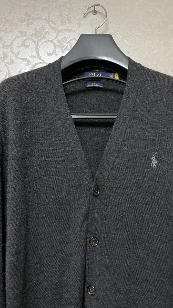 Polo Cardigan Charcoal Gray Slim Fit L