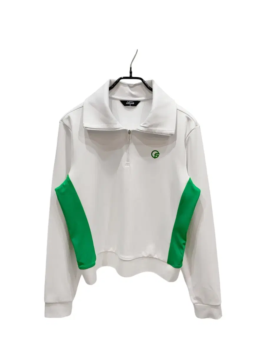 (66) Phantom White (Green) Color Wire Golf Kara Neck Vahn Zip-Up