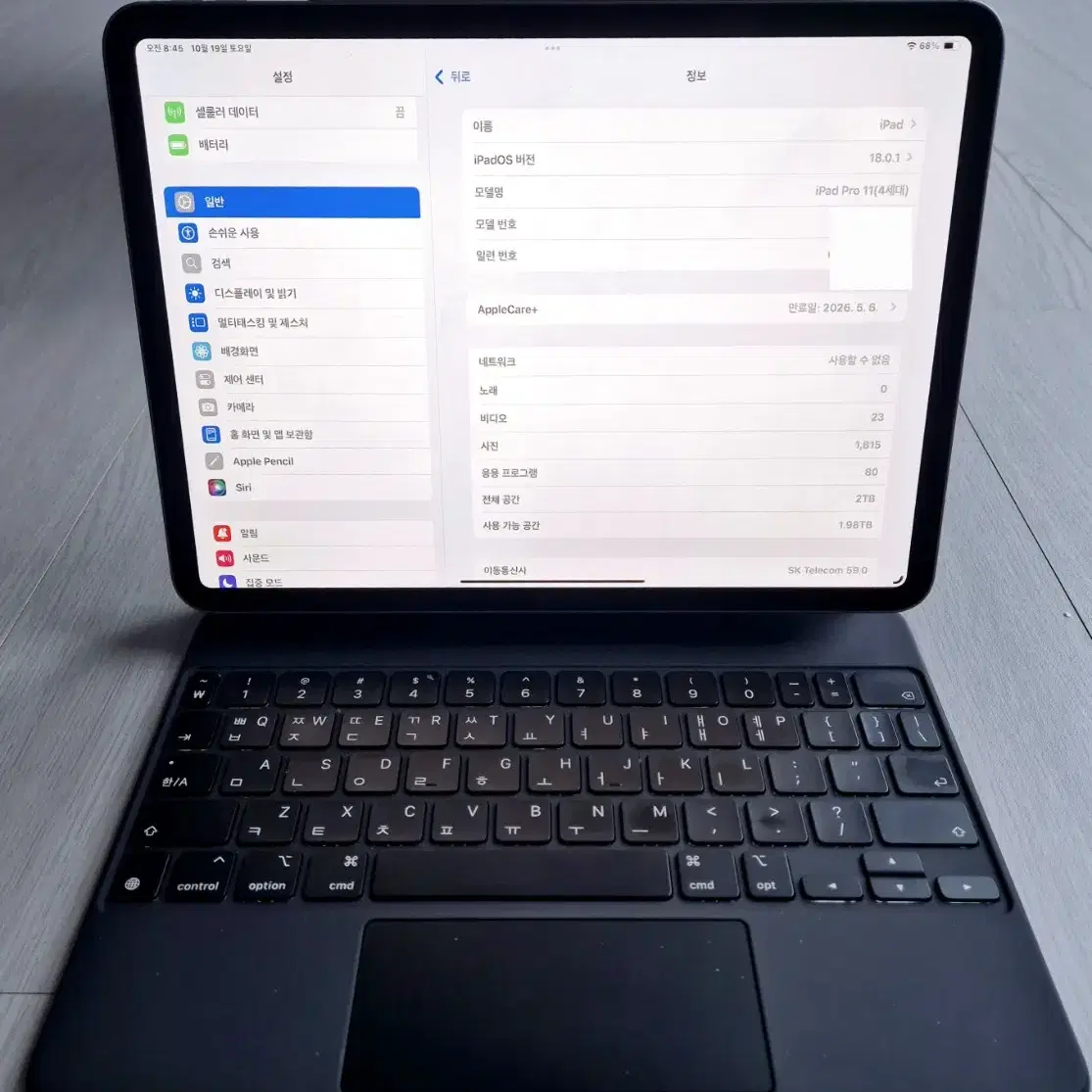 구입후사용안한<iPad Pro 11(4세대)-2TB>풀옵션제품