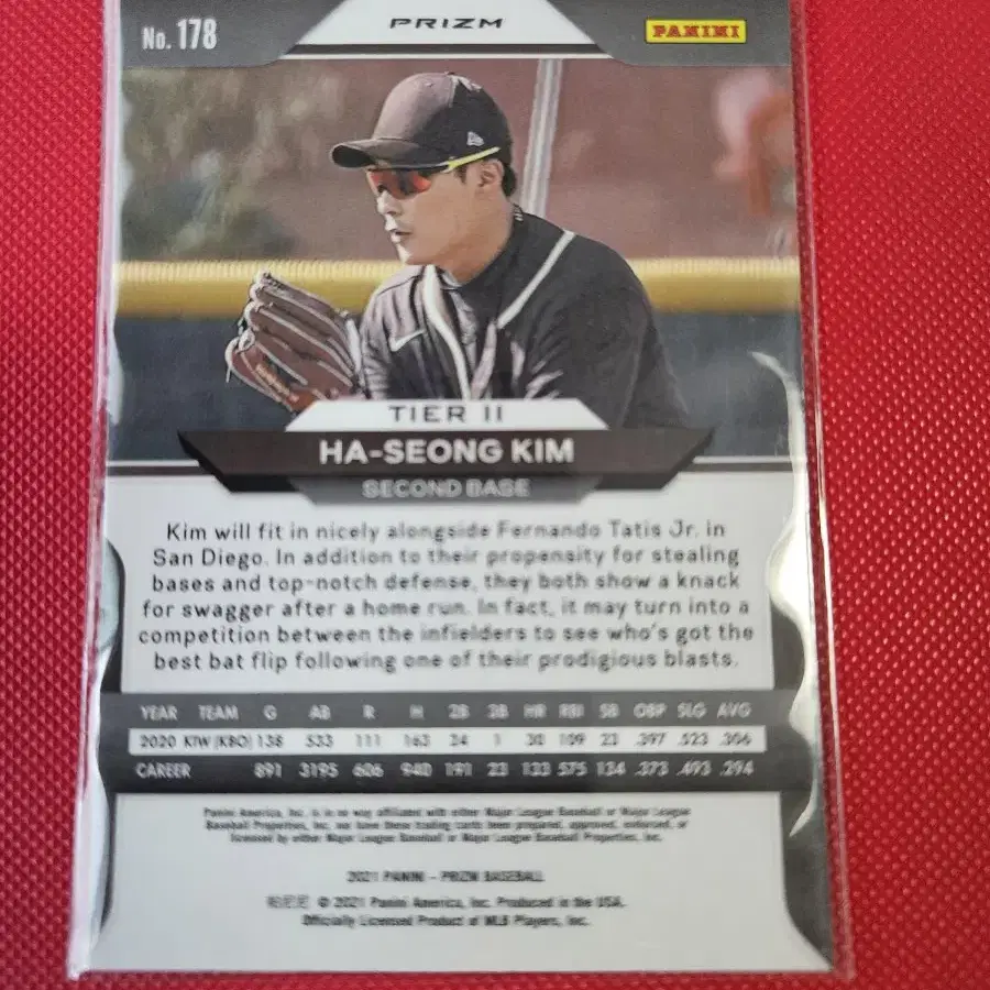 김하성 2021 Panini Prizm 그린 프리즘 루키 카드