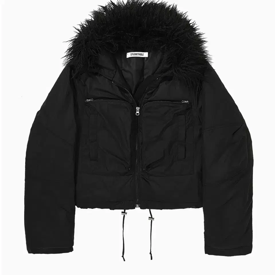 fur collar pocket bomber jacket (black)