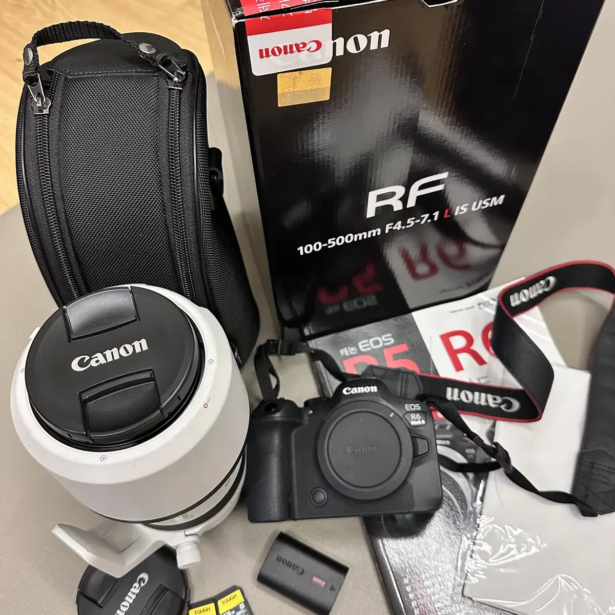 캐논 r6mark2 + rf 100-500mm 렌즈 풀구성