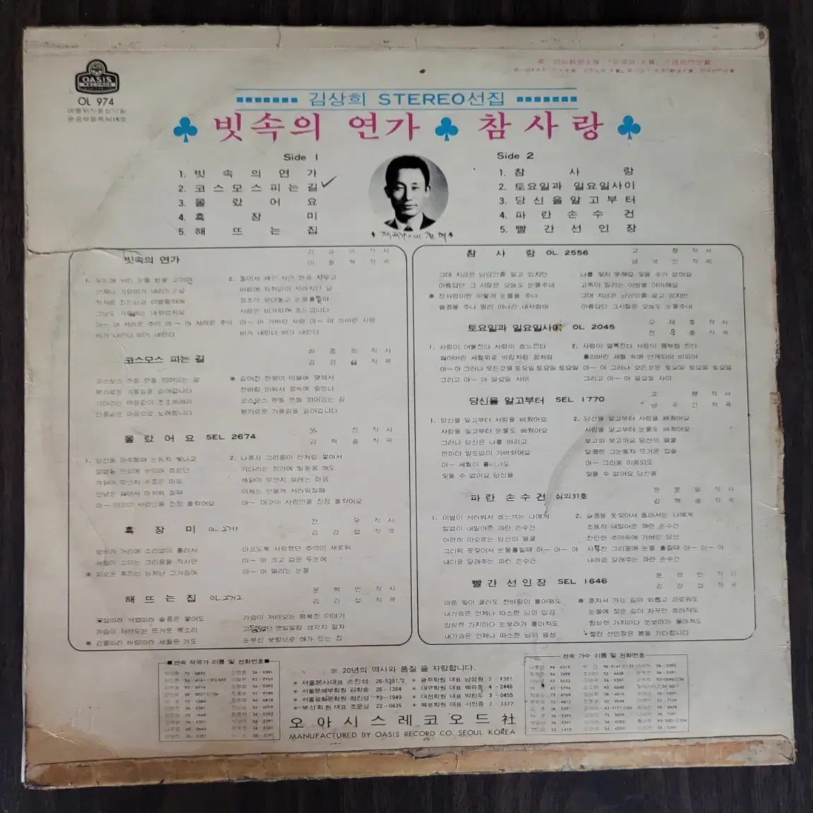 LP 김상희 스테레오힛트총결산 (빗속의 연가/참사랑) 1971초반