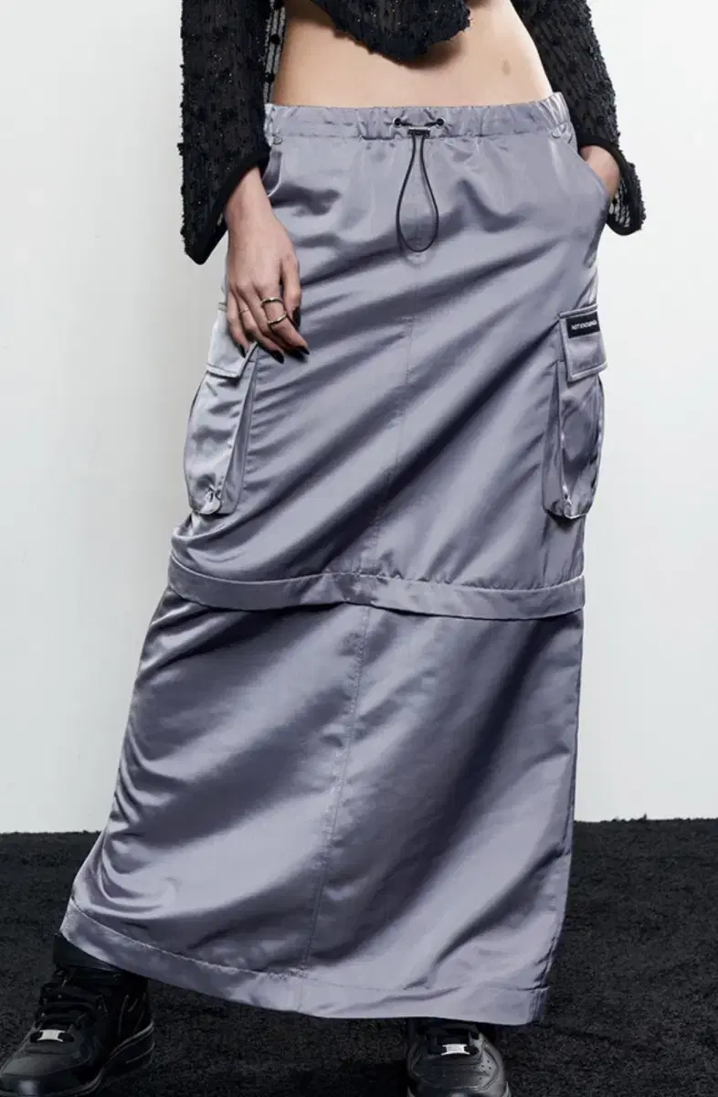 Not Known Not Knowing Maxi Satin Cargo Skirt