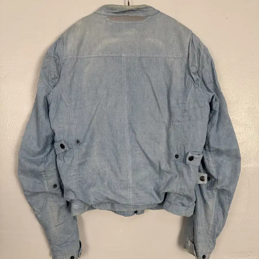 vintage light blue denim biker jacket