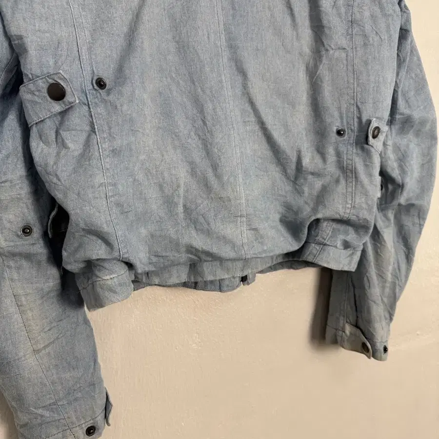 vintage light blue denim biker jacket