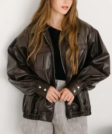 archives 페이크 레더 미들 블루종