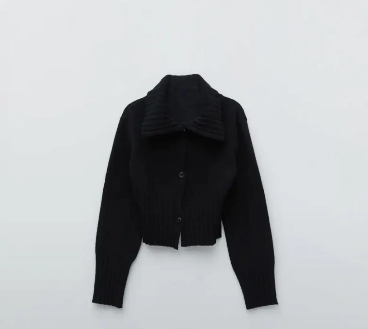 마뗑킴 COLLAR VOLUME CARDIGAN IN BLACK