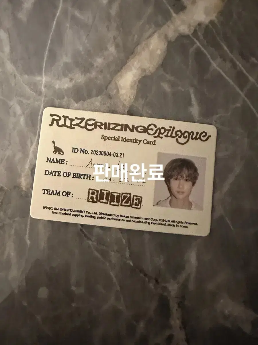 Rize chanyoung nfc card id card epilogue