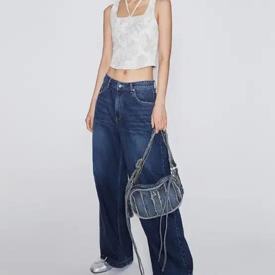 애프터아워즈 데님 백 denim cut-off shoulder bag