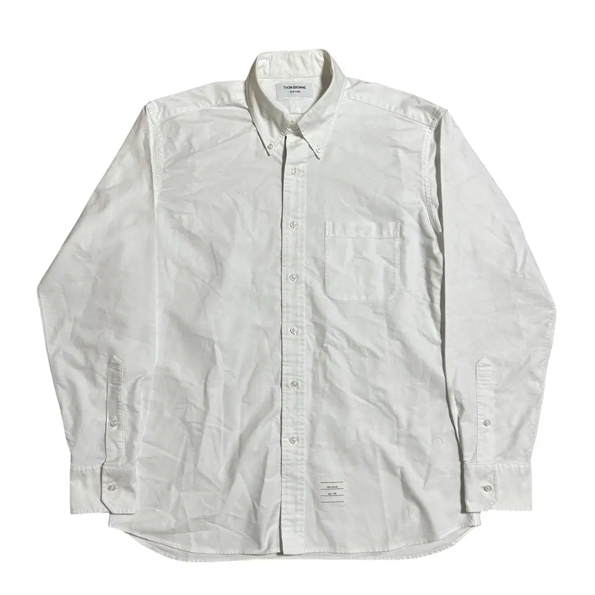 Thom Browne Hidden Three Stripe White Oxford Shirt(5)