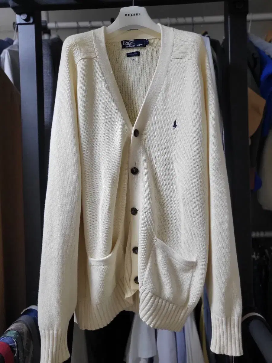 [polo] polo ralph lauren white cardigan sells