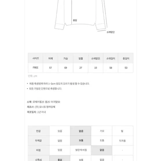 모너프 울50 볼레로