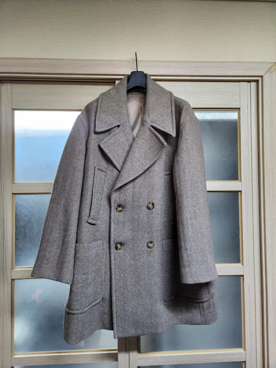 [Eight Seconds] Double Button Herringbone Coat / L