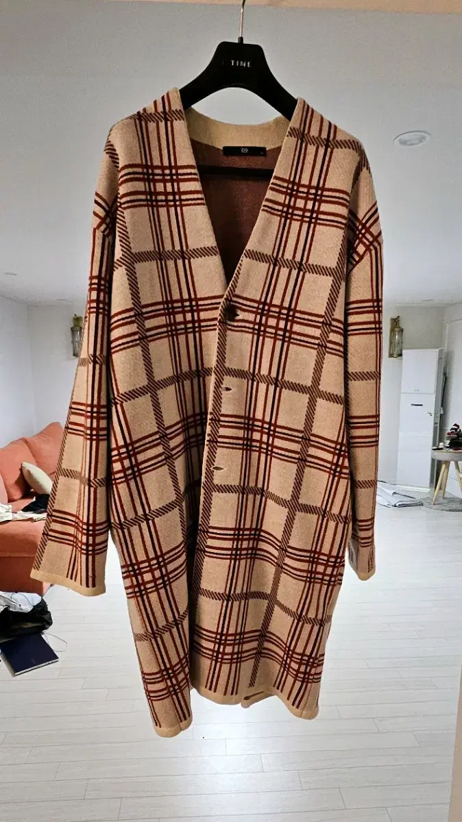 Geosongio Cardigan coat 100 size burgundy plaid