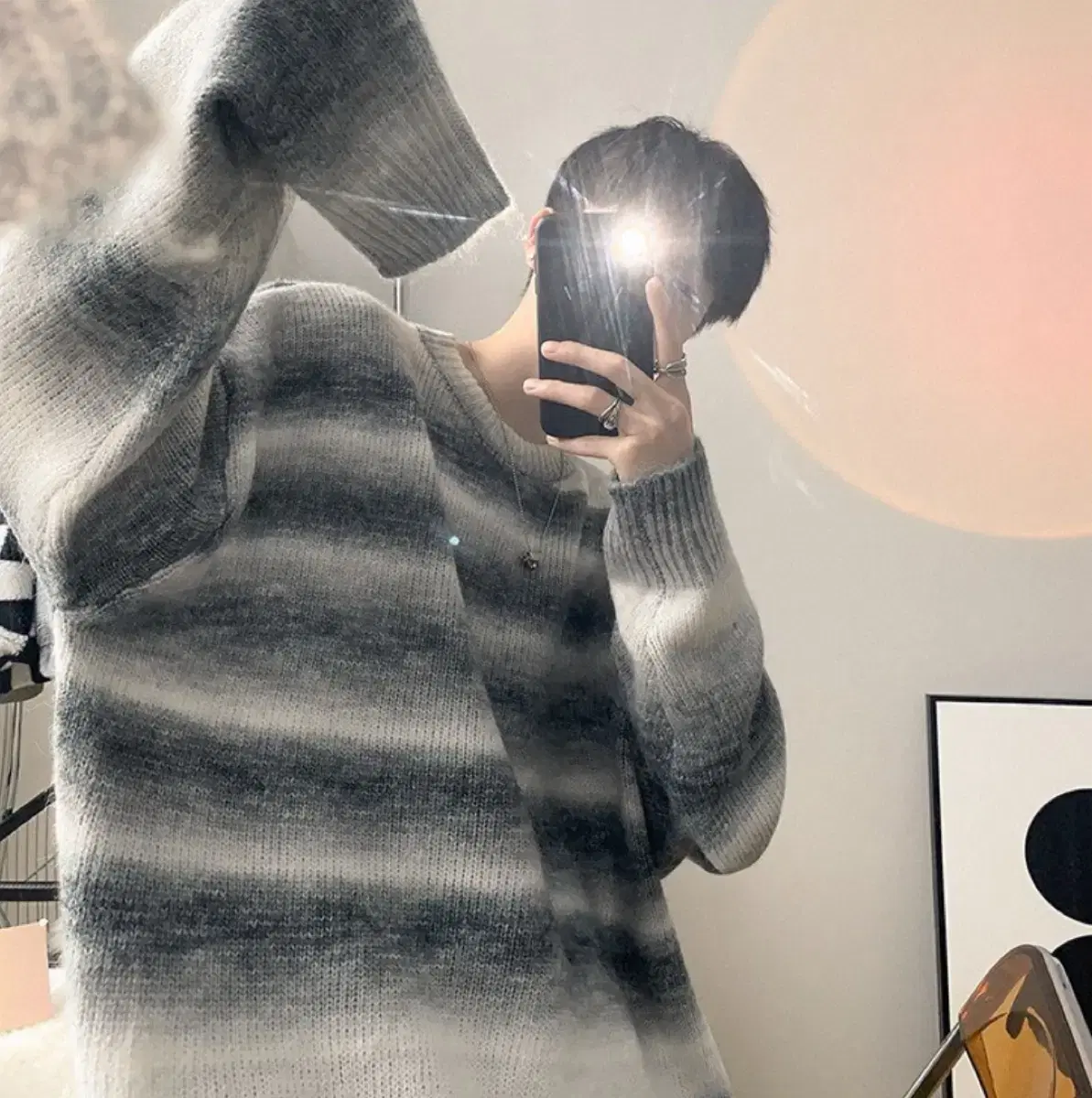 Gradient Crewneck Knit Sweater for Sale