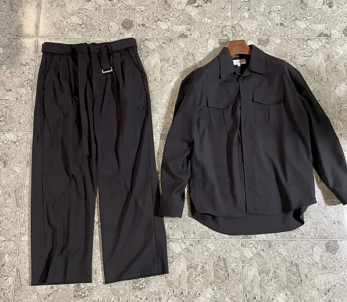 OXSTUDIO Military Shirt Belted Pants Setup