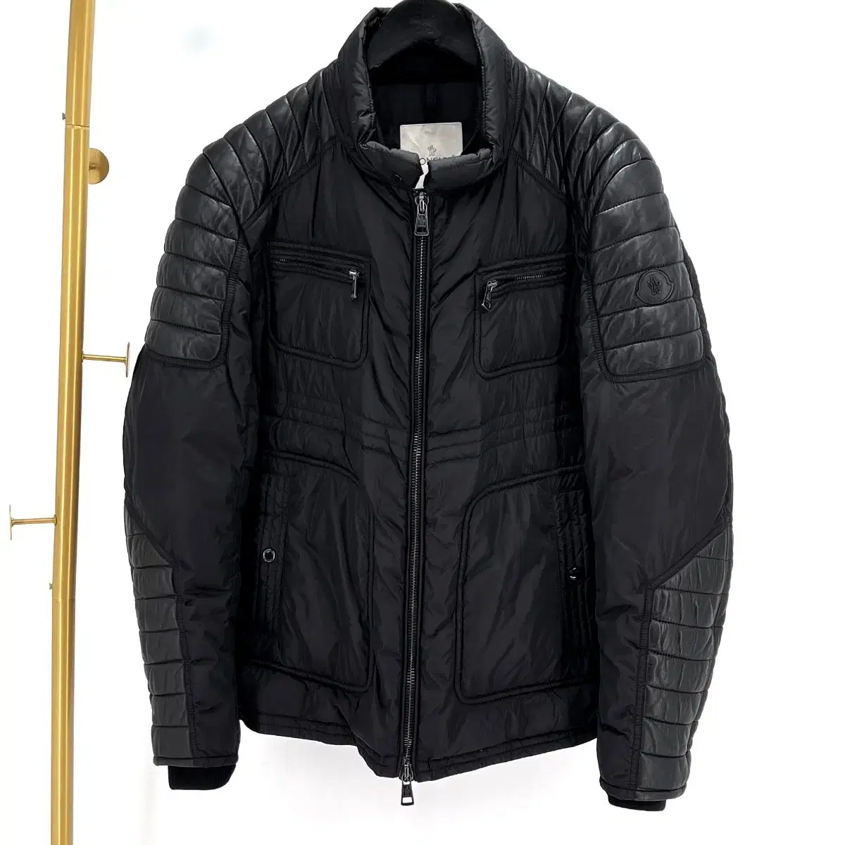 Moncler Dimitri Black Waffen Biker Padded Jumper [Size 6