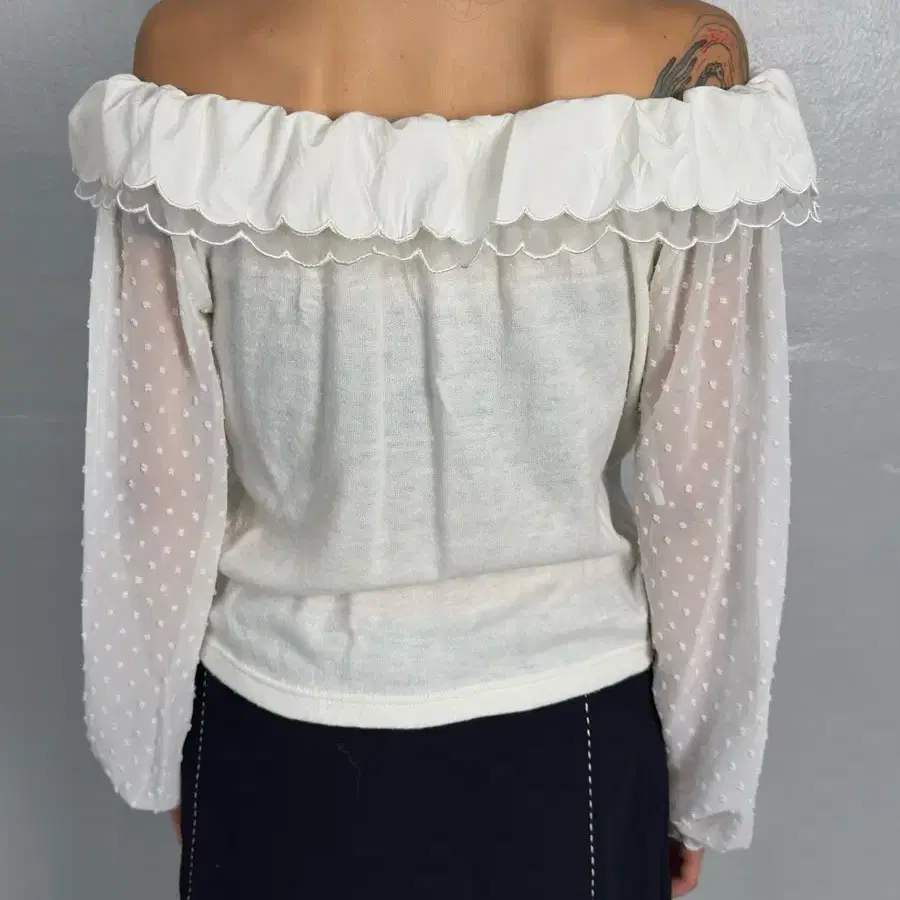 vintage sheer sleeve off-shoulder