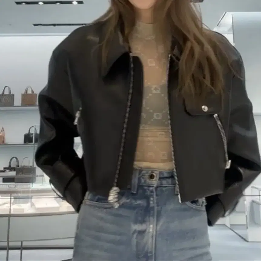 whowhatwear Cropped faux leather jacket