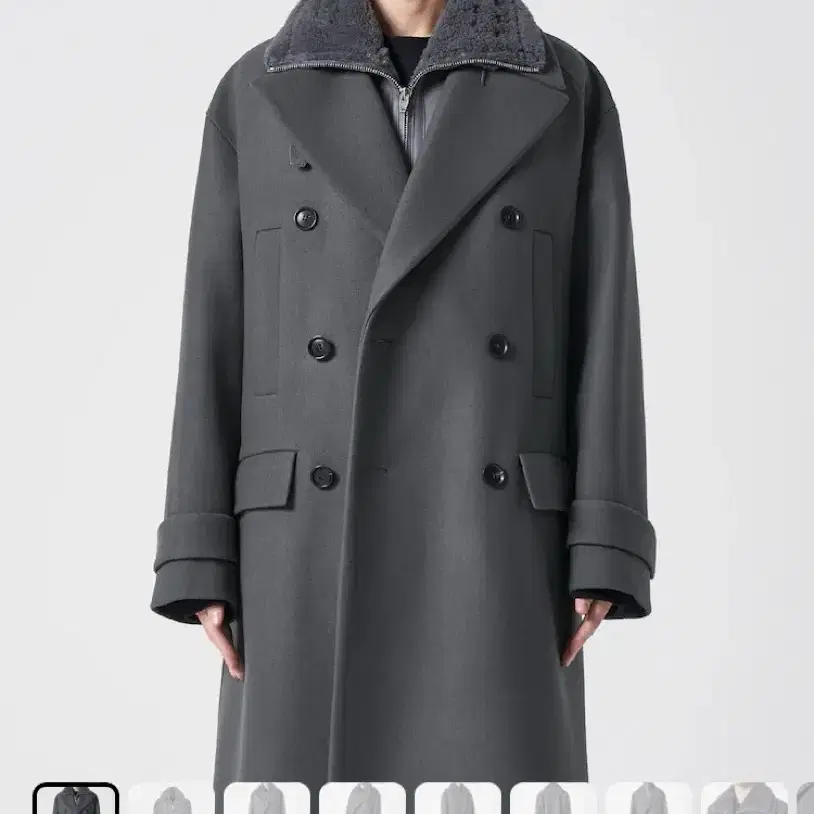 JUUNJ 준지 Junji JUUNJ Detachable Mustang Long Coat Gray