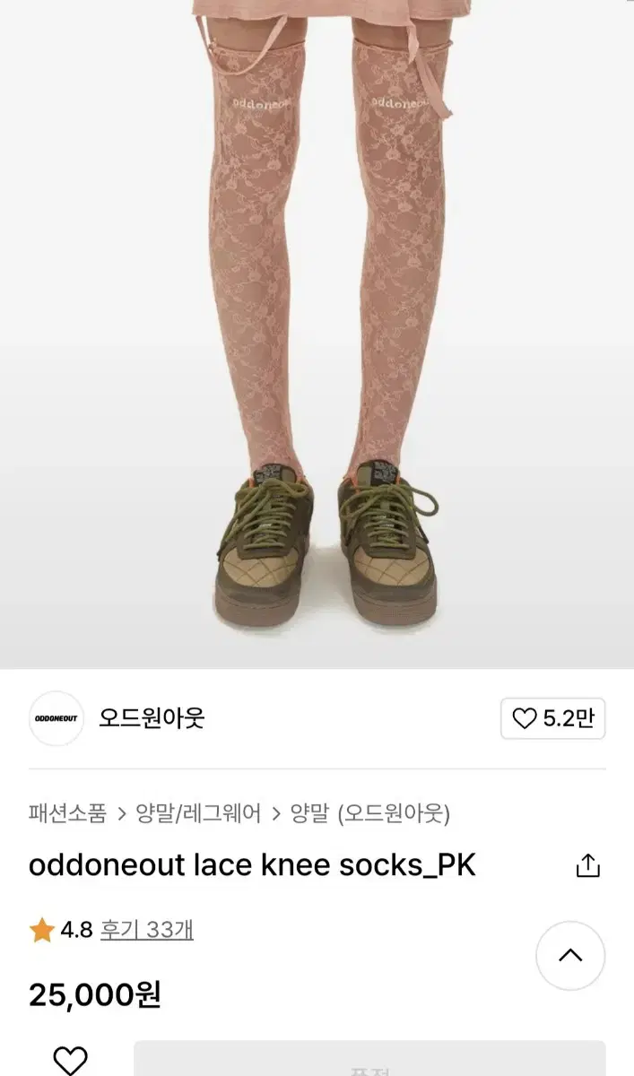 오드원아웃 레이스 니삭스 핑크