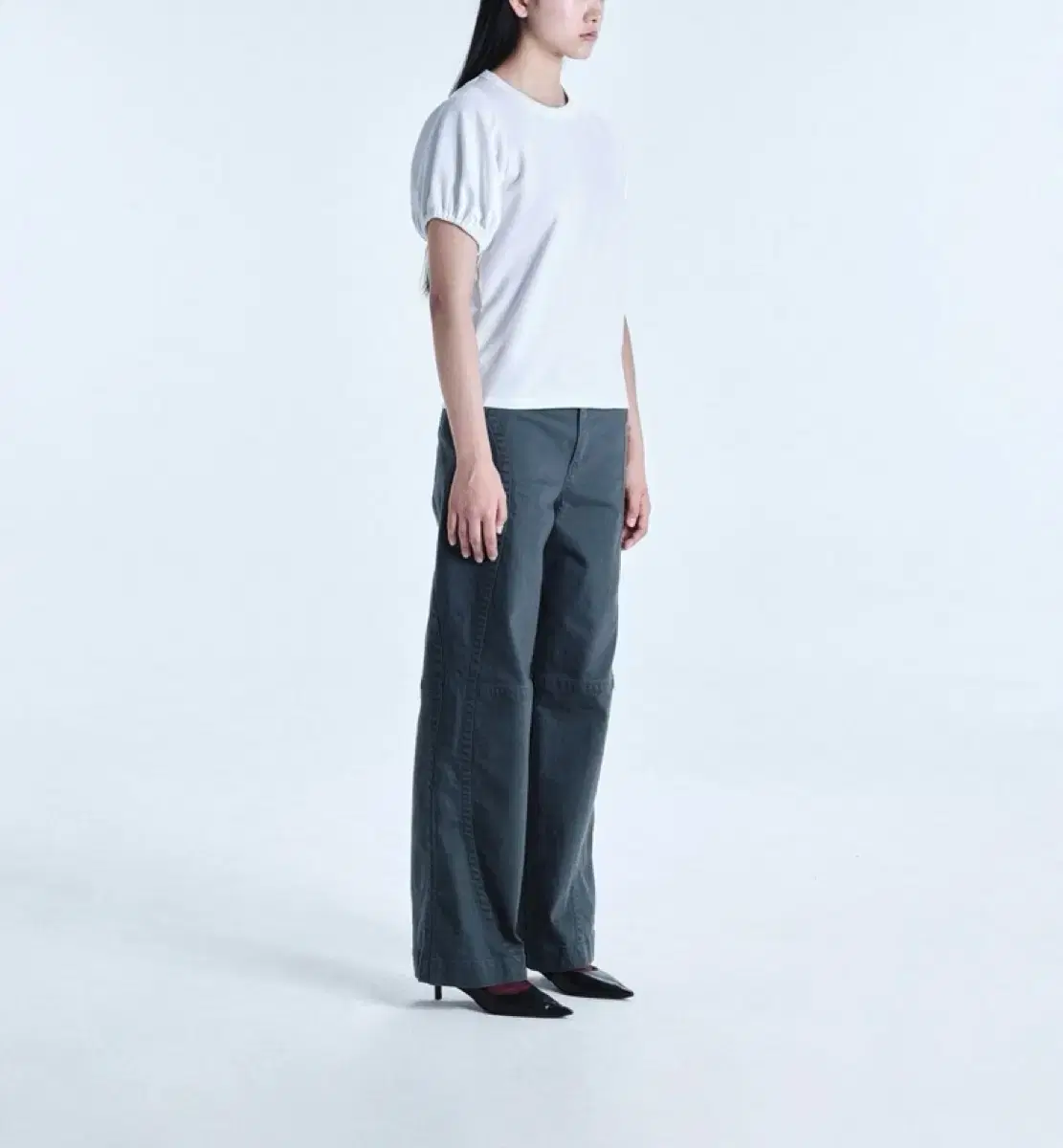 Cosmos CURVED LINE WASHED DENIM PANTS