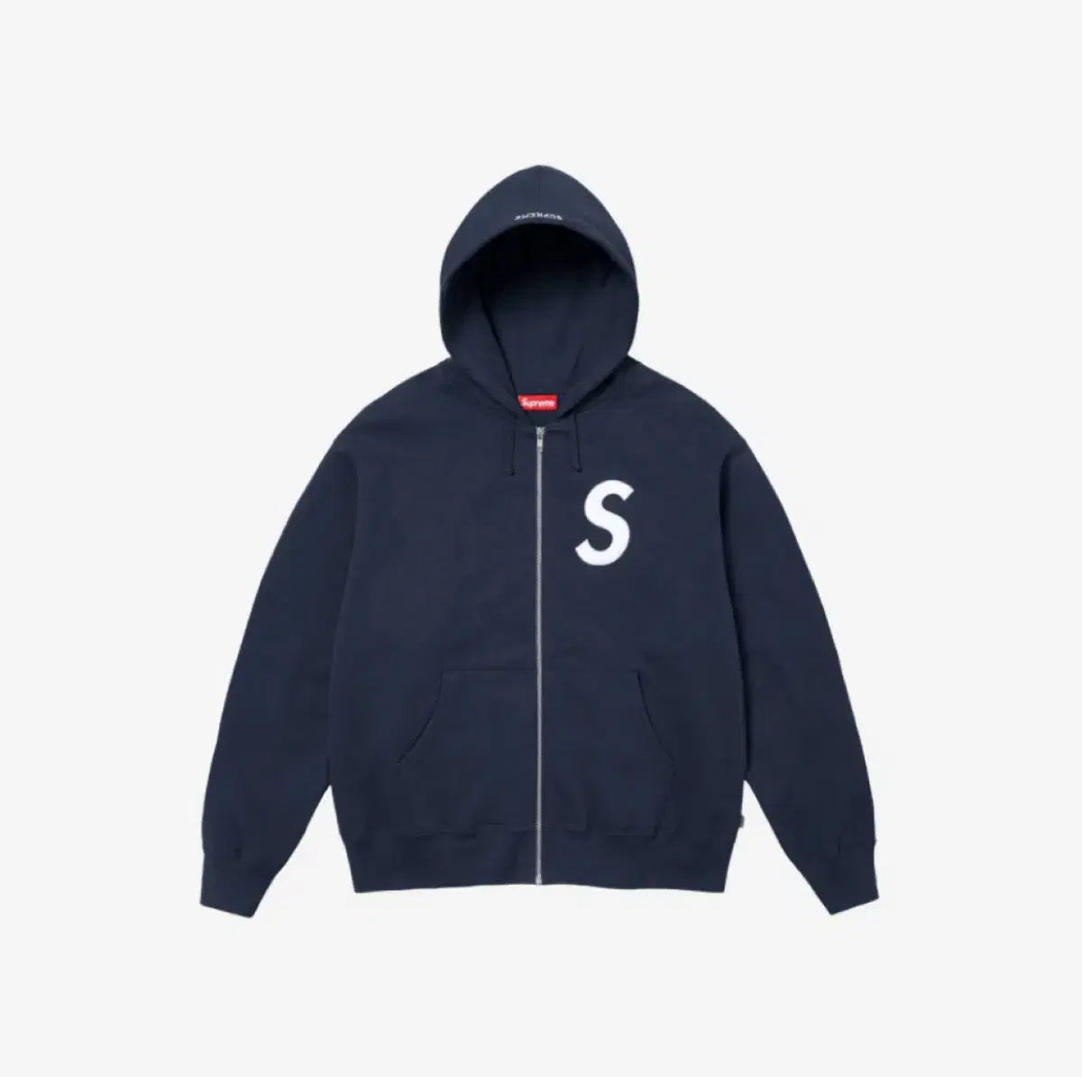 [L]Supreme S Logo Zip-Up Hooded Sweatshirt Navy - 24FW