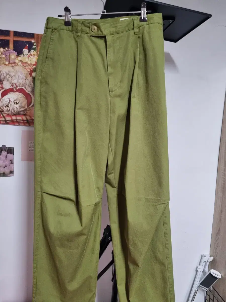 Shutter Vintage Tuck Washed Chino Pants Pea Green M