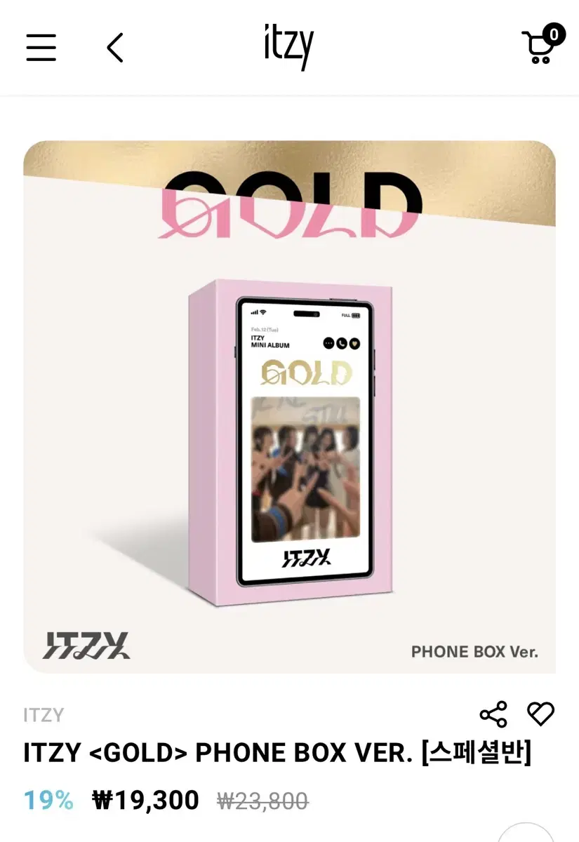 ITZY itzy gold album phone box ver (photocard included)