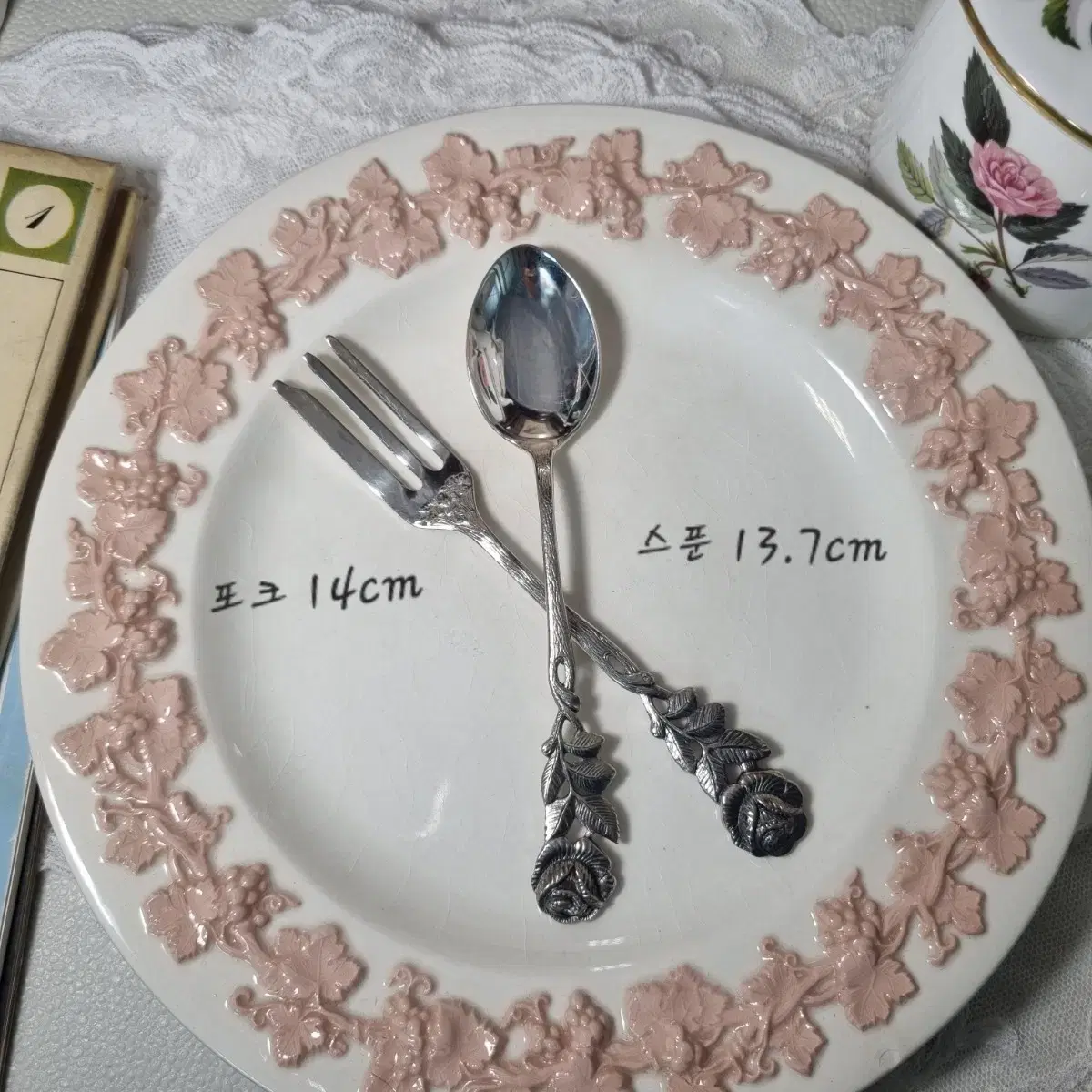 한쌍뿐2만)힐데스하이머로즈 실버도금 디저트포크14cm 티스푼13.7cm