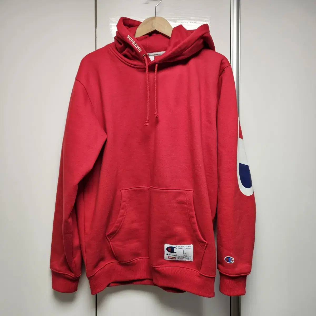 Supreme X Champion Brushed Hoodie Red