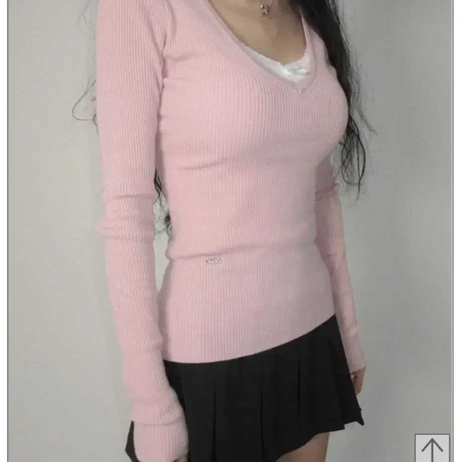 페일제이드 Deep V Knit T- pink