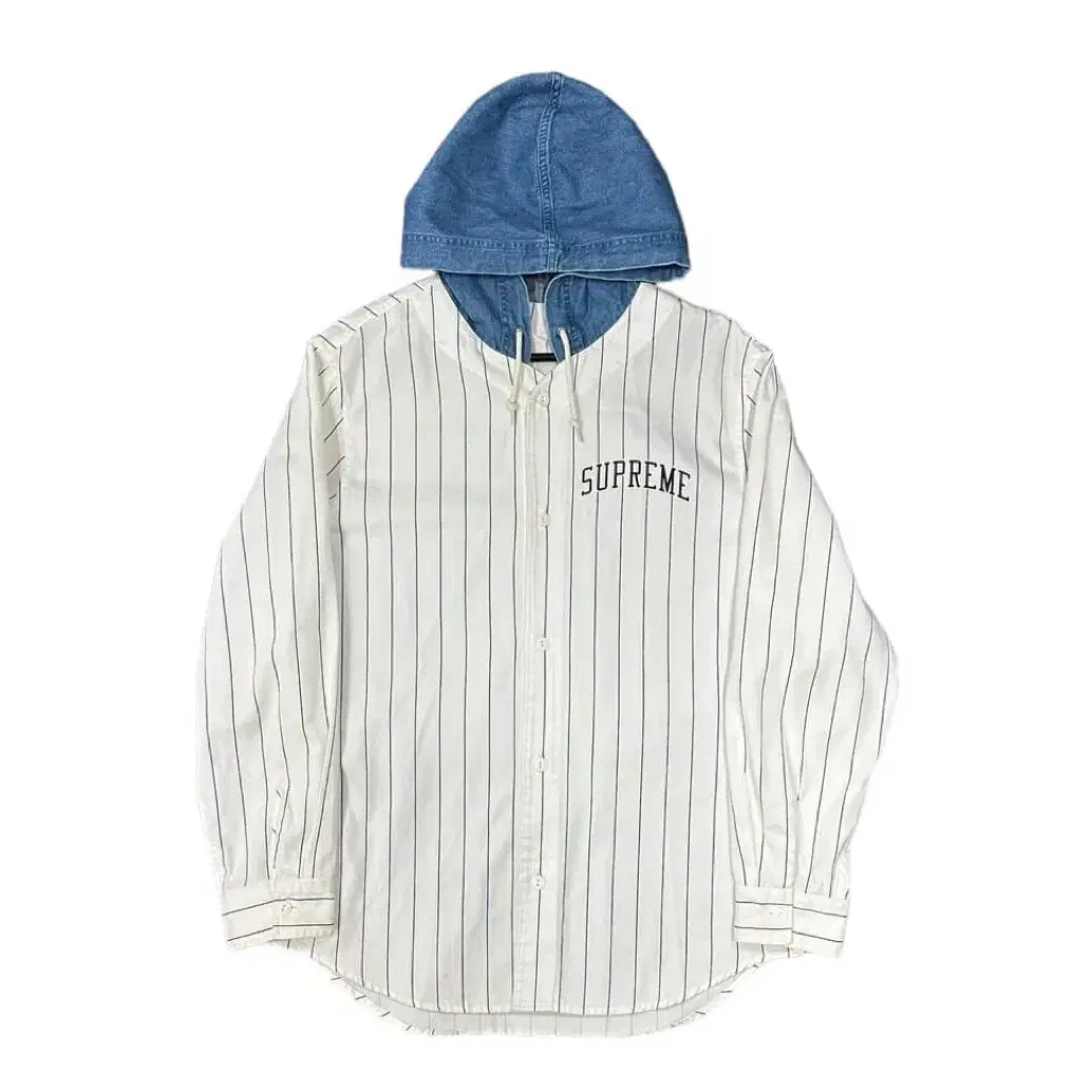 Supreme 14AW Denim Hooded Baseball Shirt