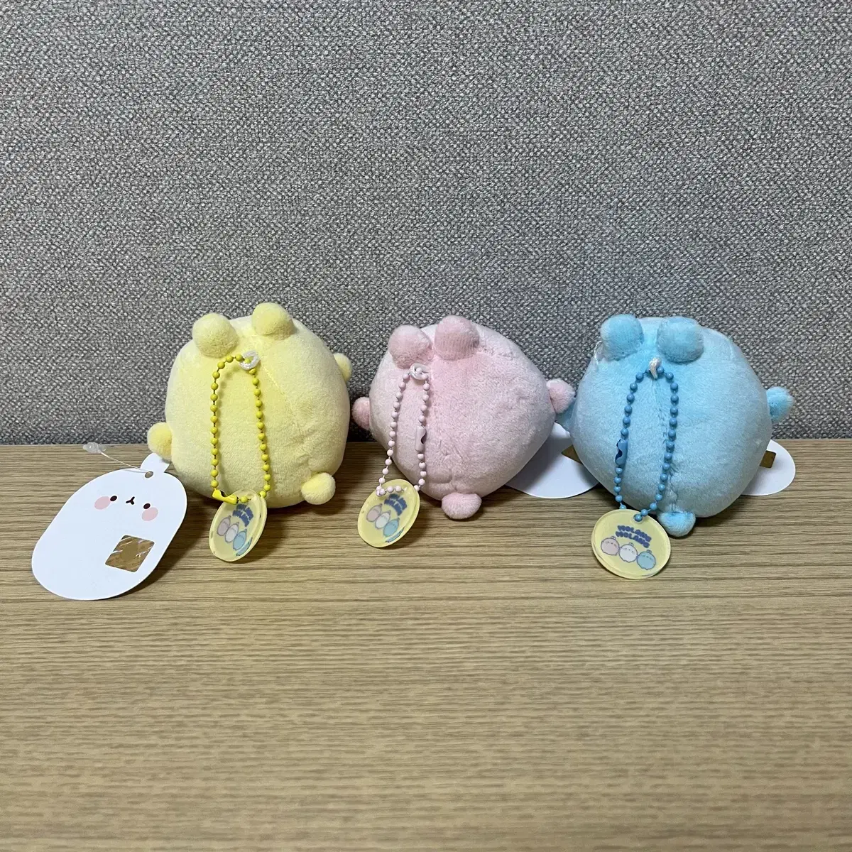 몰랑이 미니 인형 키링 7cm (노랑, 분홍, 파랑)