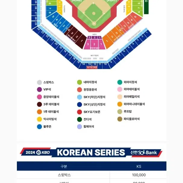 한국시리즈 4차전 교환 저 블루존 통로 2연석 - 님 테이블