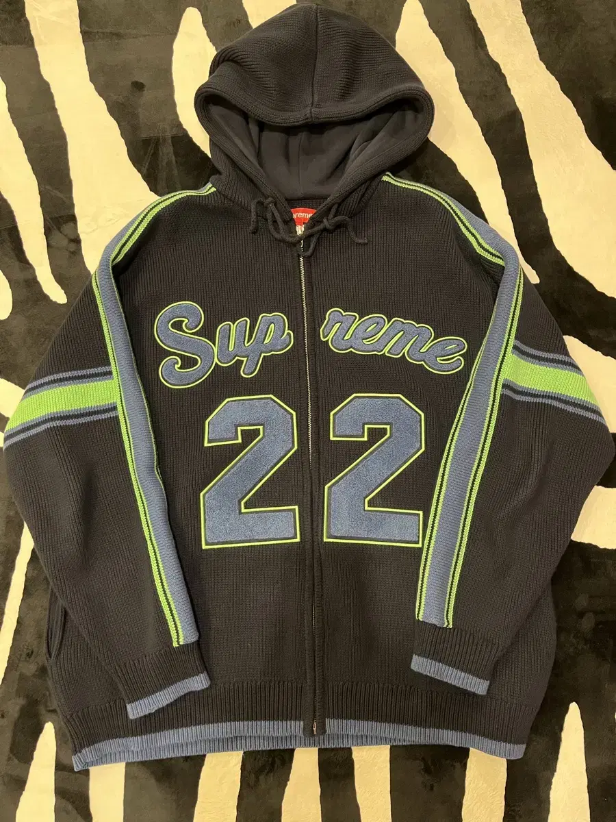 Supreme sports zipup hooded sweater navy