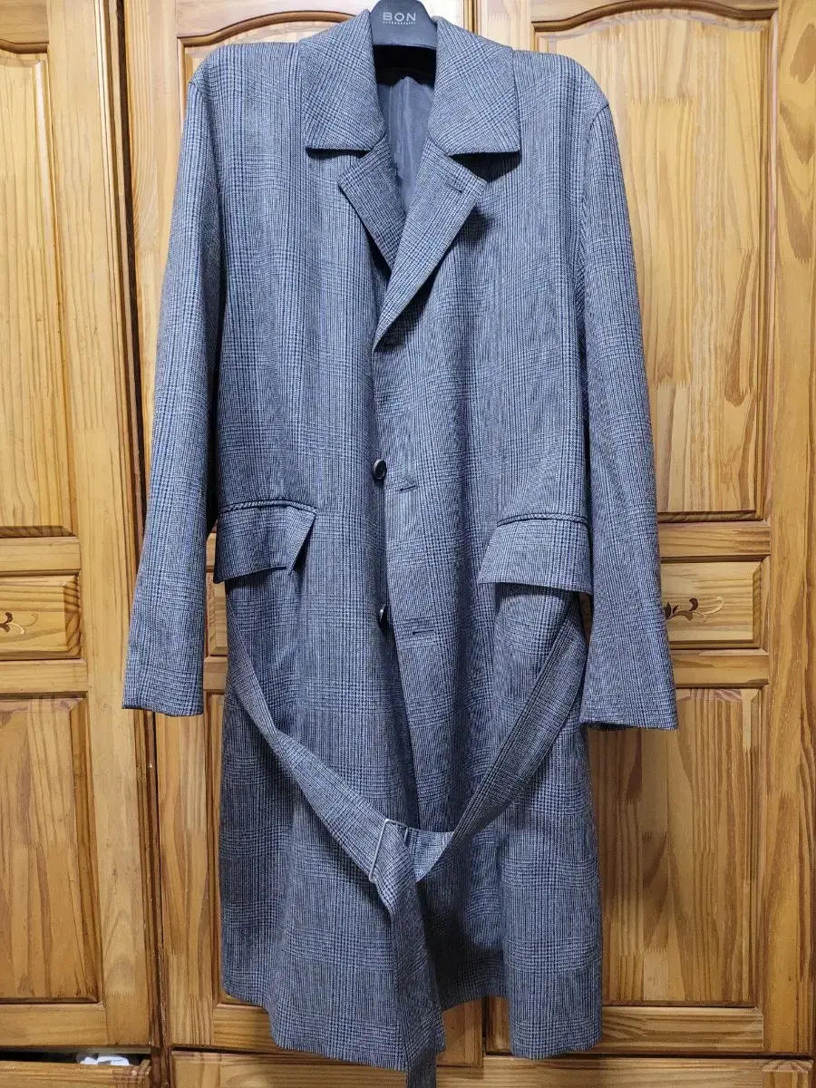 [52] 20FW Solid Homme Overcoat Check Trench Wool Coat for Sale