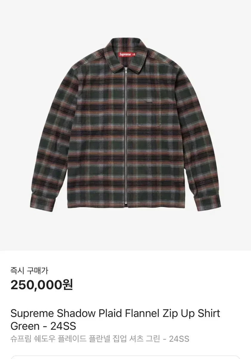 Supreme Shadow Plaid Flannel Zip-Up Shirt M