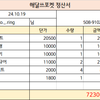 [결제창] 상품 구매 고객님 결제창