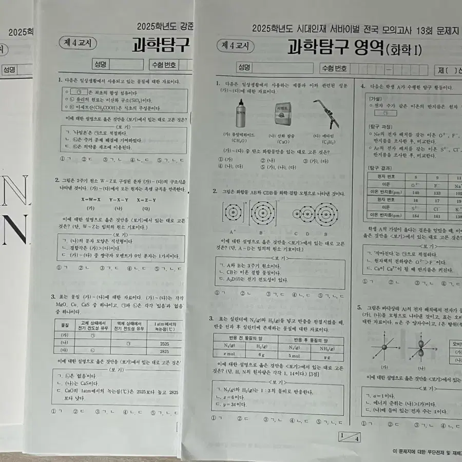 화학1 시대인재 서바이벌 전국/강준호 모의고사/김강민 파이널랩