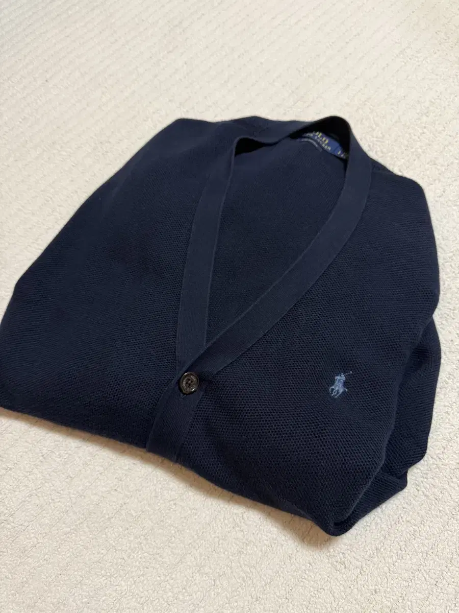 (L/100~105)Polo Pima Cotton Navy Cardigan