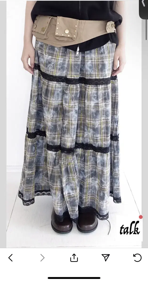 샵페어리 vintage tie dyed check skirt