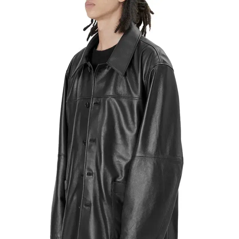 [1] 브라운야드 LEATHER HALF COAT 레더하프코트 블랙