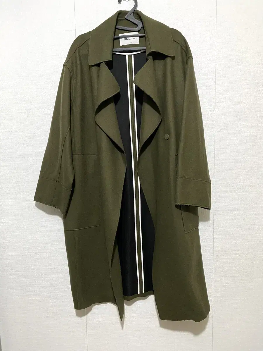 Khaki overcoat in wool