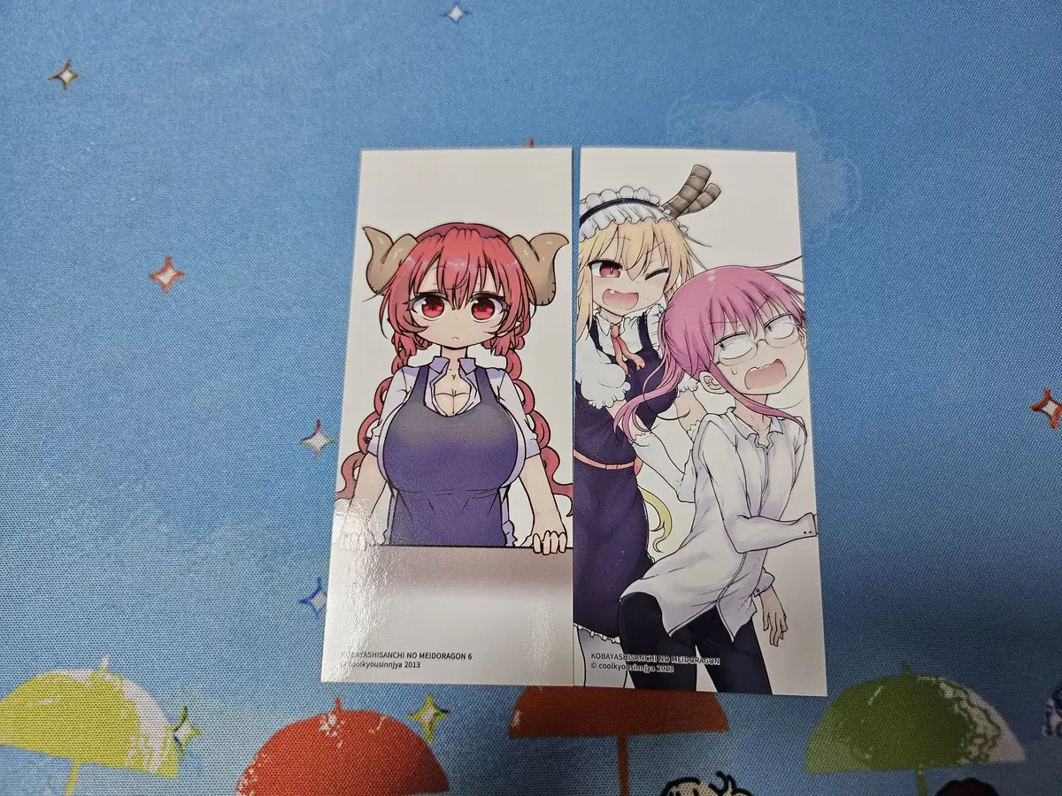 Two Kobayashine May the Dragon manga supplement bookmarks