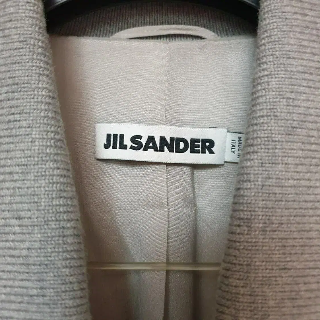 (미착용)JIL SANDER 질샌더 숄카라 소매니트배색 울캐시미어 코트