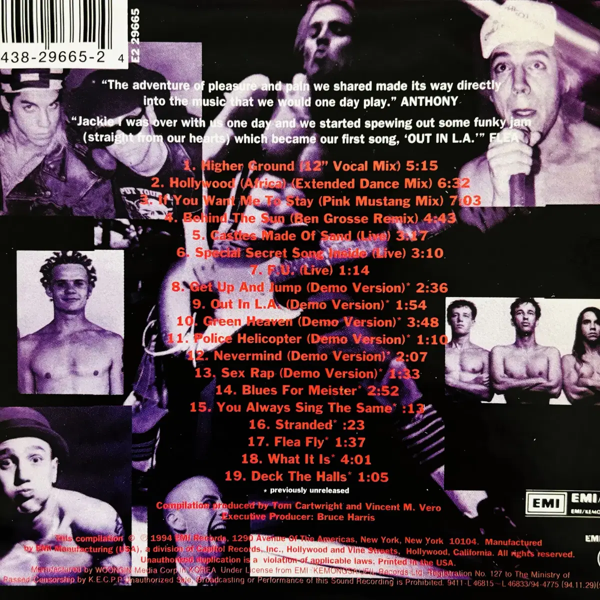 RHCP - Out In L.A. (CD) 한국반 1994 NM-